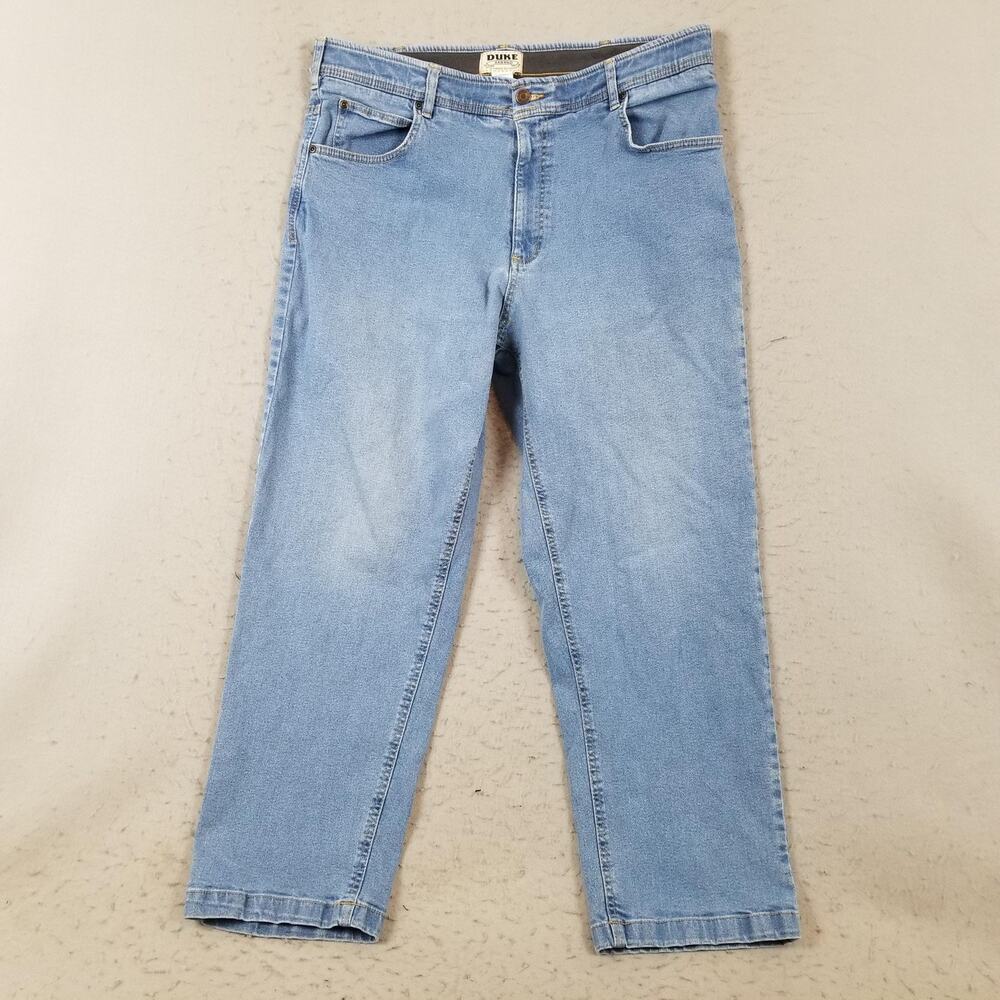 Duke Haband Jeans‎ Mens 38 Short Light Wash Blue Denim Stretch Casual Pants